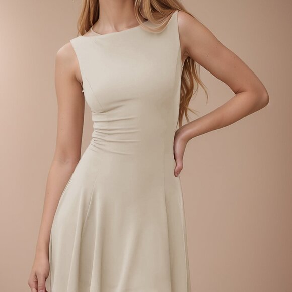 High-Low Round Neck Sleeveless Mini Dress - Picture 1 of 9